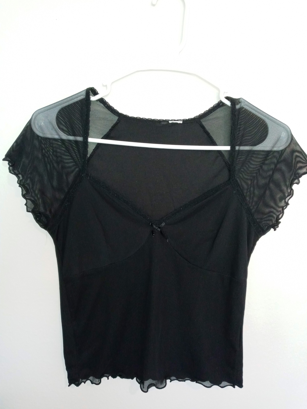 H&M Black Sheer Mesh Short Sleeve Top